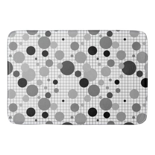 Memphis polka dots schwarz-weiß, einfache Memphis Badematte (Vorderseite)