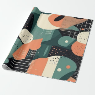 Memphis Revival Korallen Navy Türkis Abstrakt Geschenkpapier