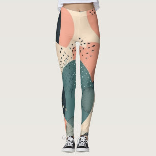 Memphis Revival Korallen Navy Türkis Abstrakt Leggings