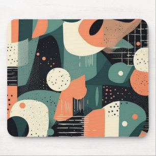 Memphis Revival Korallen Navy Türkis Abstrakt Mousepad