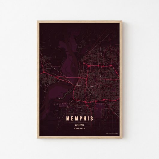 Memphis Ruby Map Print Tennessee Poster Wall Art 