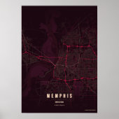 Memphis Ruby Map Print Tennessee Poster Wall Art  (Vorne)