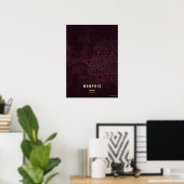 Memphis Ruby Map Print Tennessee Poster Wall Art  (Heimbüro)