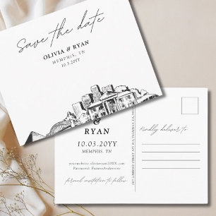 Memphis Save the Date Postcard Elegante Hochzeit Postkarte