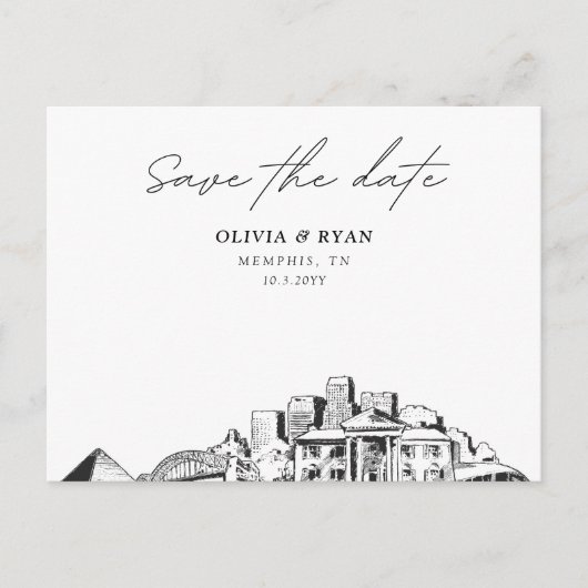 Memphis Save the Date Postcard Elegante Hochzeit Postkarte (Vorderseite)