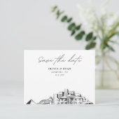 Memphis Save the Date Postcard Elegante Hochzeit Postkarte (Stehend Vorderseite)