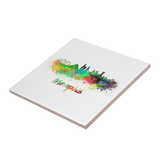 Memphis skyline im Watercolor Fliese (Seite)
