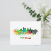 Memphis skyline im Watercolor Postkarte (Stehend Vorderseite)