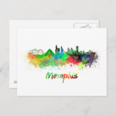 Memphis skyline im Watercolor Postkarte (Vorne/Hinten)