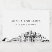 Memphis Skyline Mini Schaumweinetikett (Einzelnes Label)