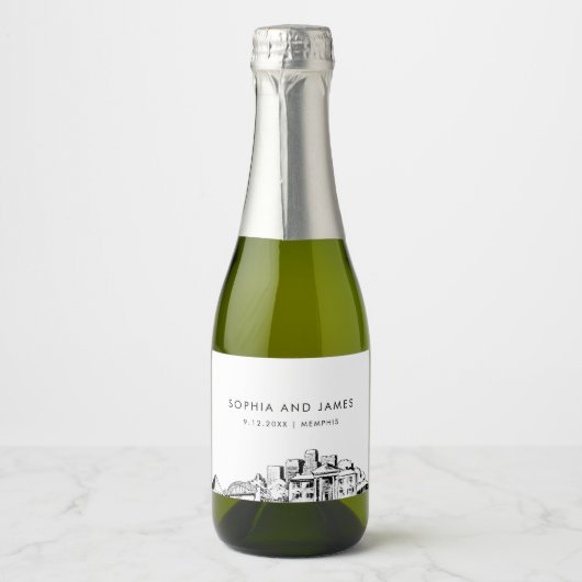 Memphis Skyline Mini Schaumweinetikett (Vorderseite)