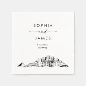 Memphis Skyline Modern Wedding Cocktail Serviette (Vorderseite)