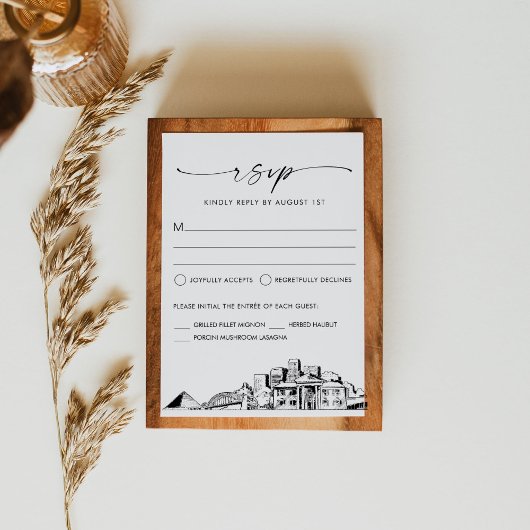 Memphis Skyline Wedding RSVP Response Card Karte