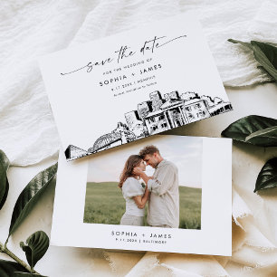 Memphis Skyline Wedding Save the Date Card Einladung
