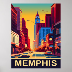 Memphis, Stadtstraßen, Reise Poster