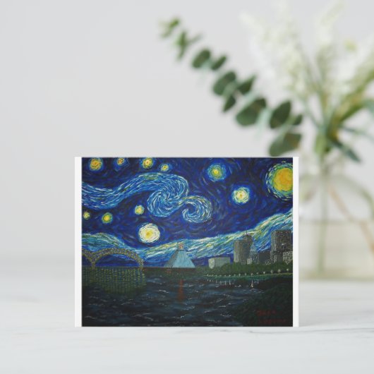"Memphis Starry Night" von Jack Lepper Postkarte (Stehend Vorderseite)
