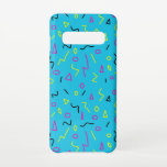 Memphis Stil der 1980er Jahre Bright Blue Pink Yel Samsung Galaxy S10 Hülle<br><div class="desc">Stell dich mit diesem funky Handy Gehäuse heraus,  mit hellblau,  heiß rosa,  schwarz und gelb Schnürsenkel,  Dreiecken,  Diamanten und Kreisen.</div>