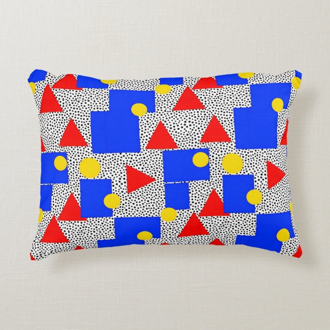 Memphis-Stil geometrisch, fett, Primärfarbe Abstra Dekokissen (Vorderseite)