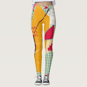 Memphis-Stimmung: Geometrischer Trend für Retro Leggings