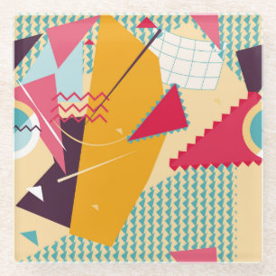 Memphis-Stimmung: Retro-Geometrie-Trend Glasuntersetzer