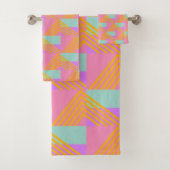 Memphis Style 90er Throwback farbiges Muster Badhandtuch Set (Insitu)