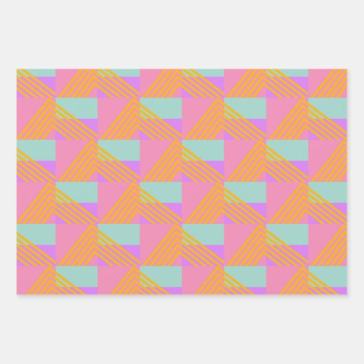 Memphis Style 90er Throwback farbiges Muster Geschenkpapier Set (Vorderseite 2)