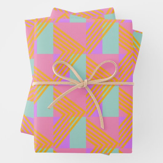 Memphis Style 90er Throwback farbiges Muster Geschenkpapier Set (Beispiel)