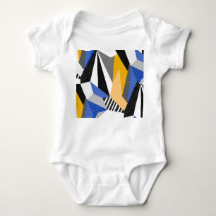 Memphis Style: Creative Geometric Collage. Baby Strampler