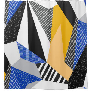 Memphis Style: Creative Geometric Collage. Duschvorhang