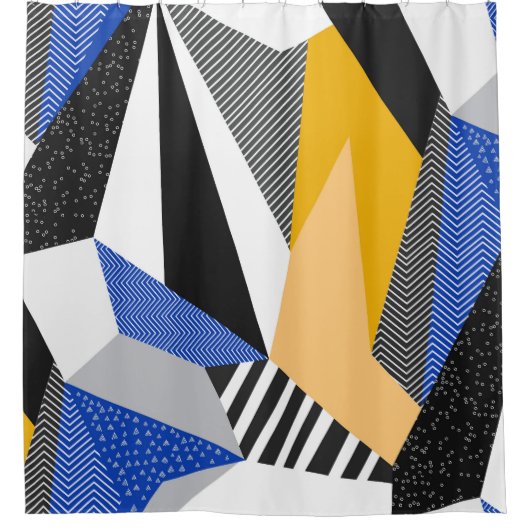 Memphis Style: Creative Geometric Collage. Duschvorhang (Vorderseite)