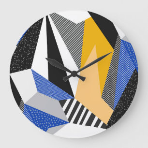 Memphis Style: Creative Geometric Collage. Große Wanduhr