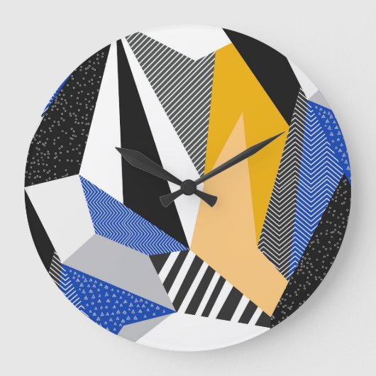 Memphis Style: Creative Geometric Collage. Große Wanduhr (Vorderseite)