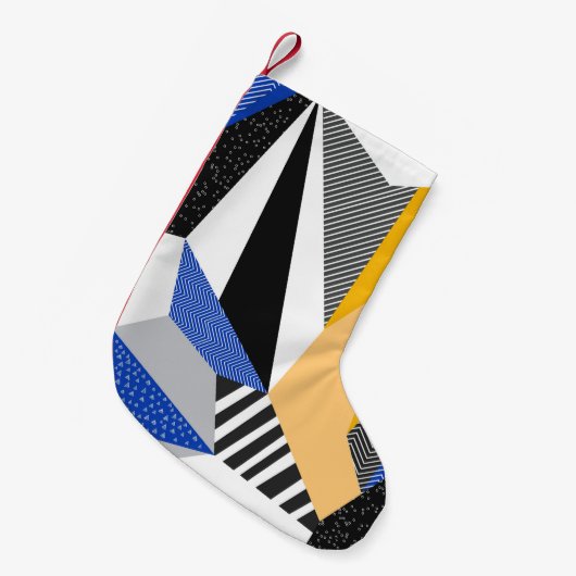 Memphis Style: Creative Geometric Collage. Kleiner Weihnachtsstrumpf (Vorderansicht (hängend))