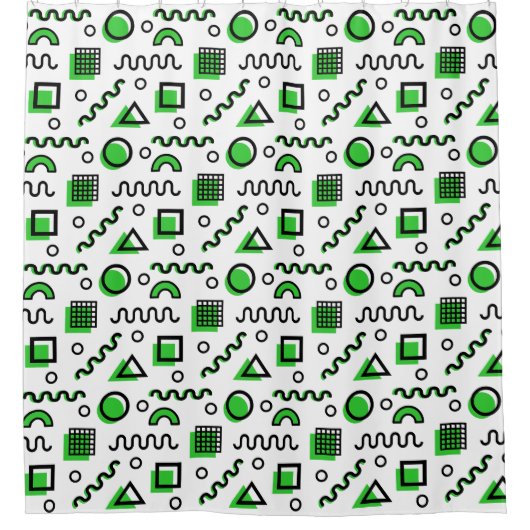 Memphis Style Geometric Pattern 110719 - Green Duschvorhang (Vorderseite)