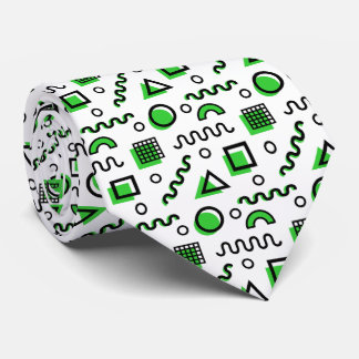 Memphis Style Geometric Pattern 110719 - Green Krawatte
