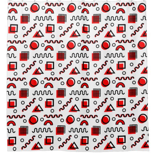Memphis Style Geometric Pattern 110719 - Rot Duschvorhang (Vorderseite)