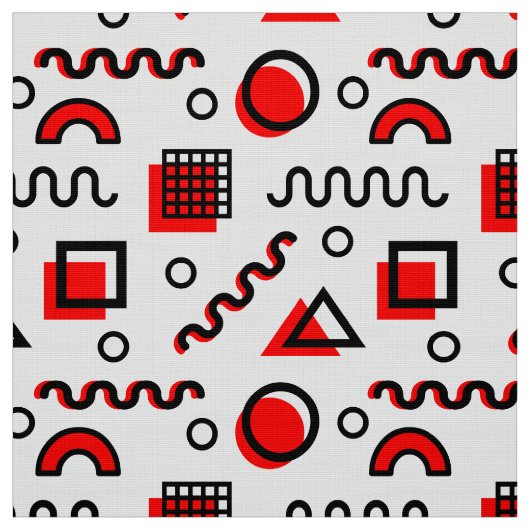 Memphis Style Geometric Pattern 110719 - Rot Stoff (Muster)