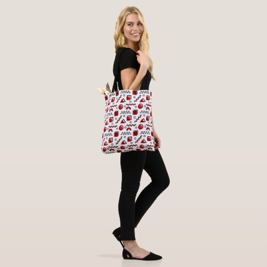 Memphis Style Geometric Pattern 110719 - Rot Tasche (Am Model)