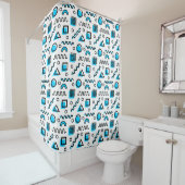 Memphis Style Geometric Pattern 110719 - Sky Blue Duschvorhang (Beispiel)