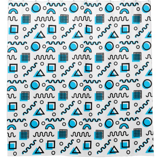 Memphis Style Geometric Pattern 110719 - Sky Blue Duschvorhang (Vorderseite)