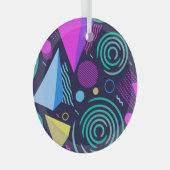 Memphis Style Geometric Shapes Ornament Aus Glas (Vorderseite Rechts)