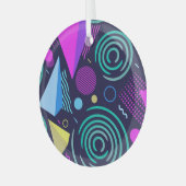 Memphis Style Geometric Shapes Ornament Aus Glas (Vorderseite links)