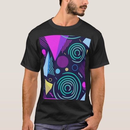 Memphis Style Geometric Shapes T-Shirt (Vorderseite)