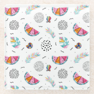 Memphis Style Tropical Summer Patches Glasuntersetzer
