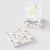 Memphis Style Tropical Summer Patches Steinuntersetzer (Seitenansicht)