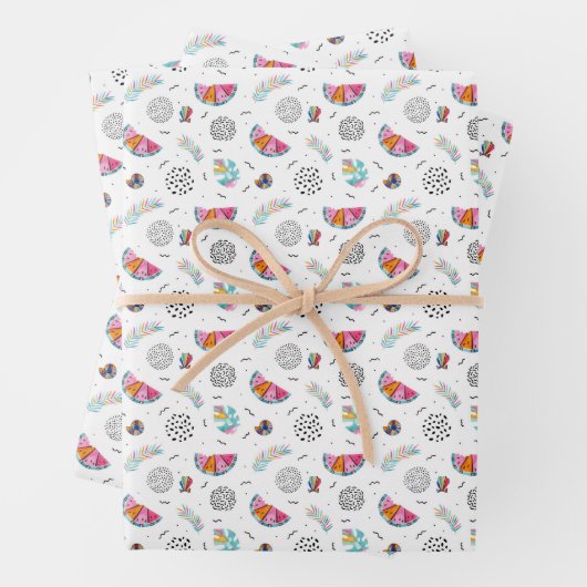 Memphis Style Tropical Summer Pattern Geschenkpapier Set (Beispiel)