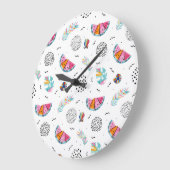 Memphis Style Tropical Summer Pattern Große Wanduhr (Winkel)