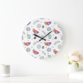 Memphis Style Tropical Summer Pattern Große Wanduhr (Zuhause)