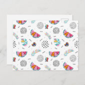 Memphis Style Tropical Summer Pattern Postkarte (Vorne/Hinten)