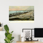 Memphis Tennessee, Boote auf einem Wharf 1906 Vint Poster (Heimbüro)